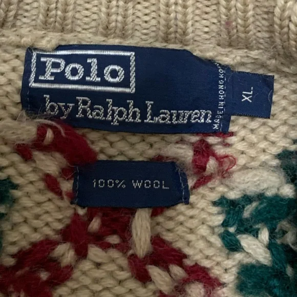 90s Vintage Polo Ralph Lauren Nordic Preppy Wool Ski Sweater MENS XL - Picture 3 of 7